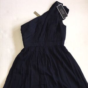 J.Crew Silk One-Shoulder Dress – Navy – Size 10 – NWT